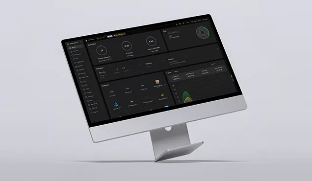 Hosting panel with resource data, services and system status.