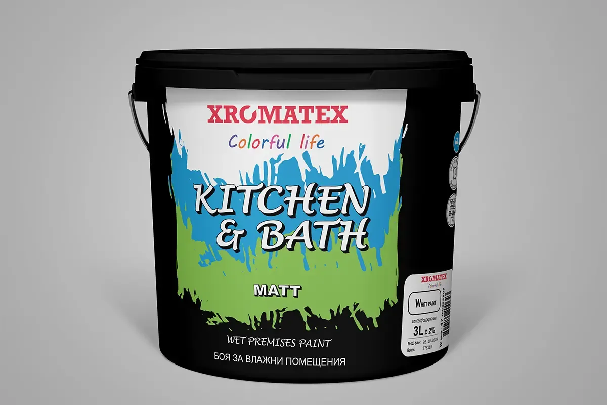 Етикет Xromatex Kitchen and Bath за боя за влажни помещения
