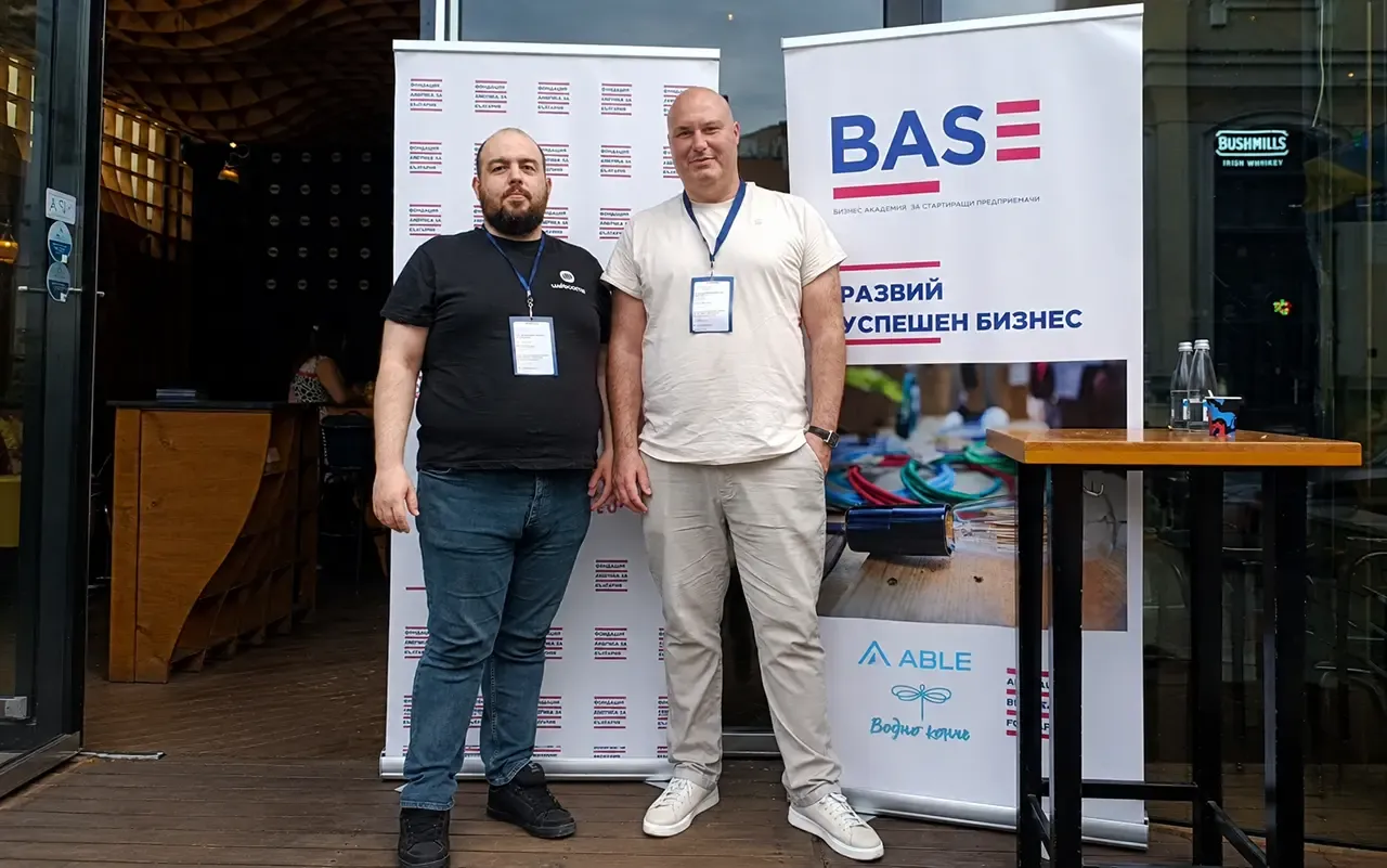 Nikolay Kovachev and Yavor Marinov from WebComa at the BASE annual conference in Sofia