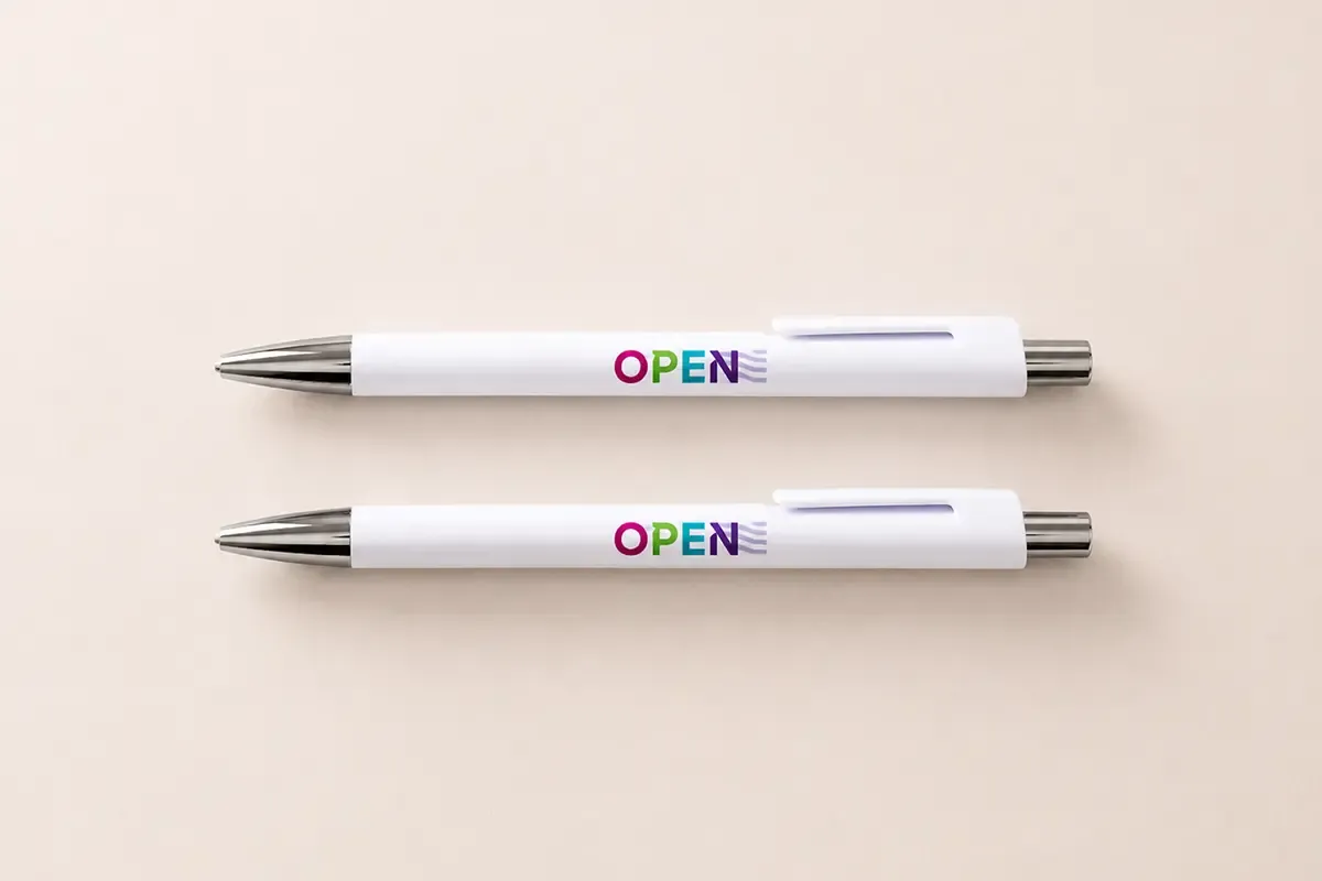 Branded OPEN by TSA pens