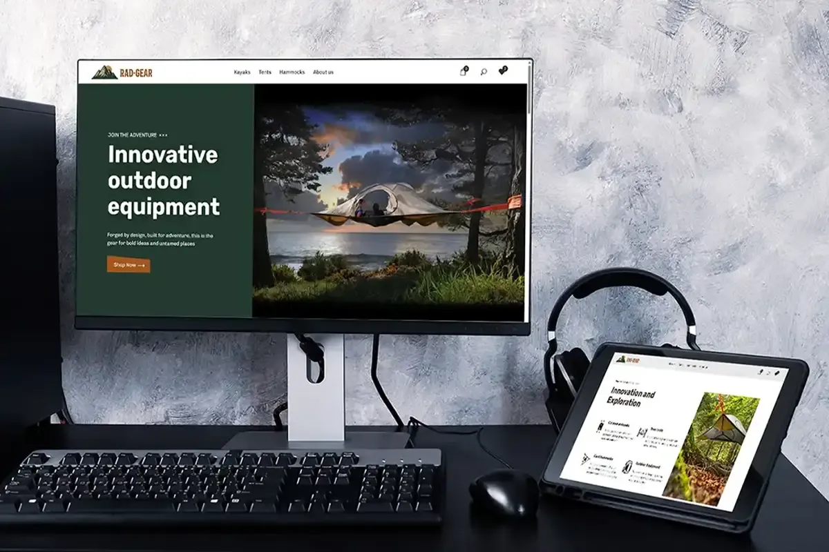 Shopify store for RAD-GEAR shown on desktop and tablet devices